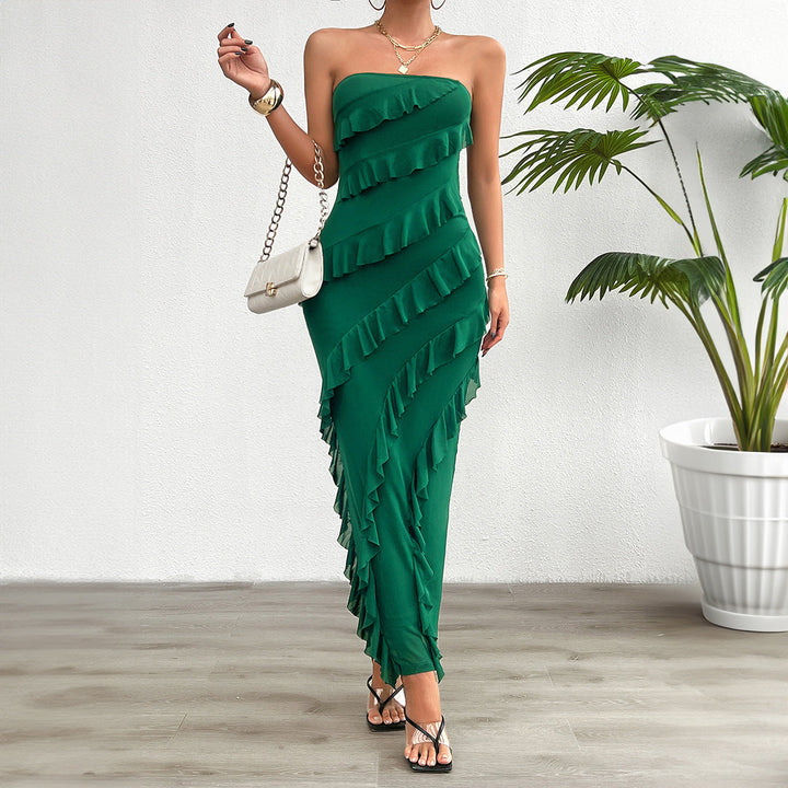 Emily & Isabella Brooks | Strapless Bodycon Cocktail Dress, Ruffle Detail