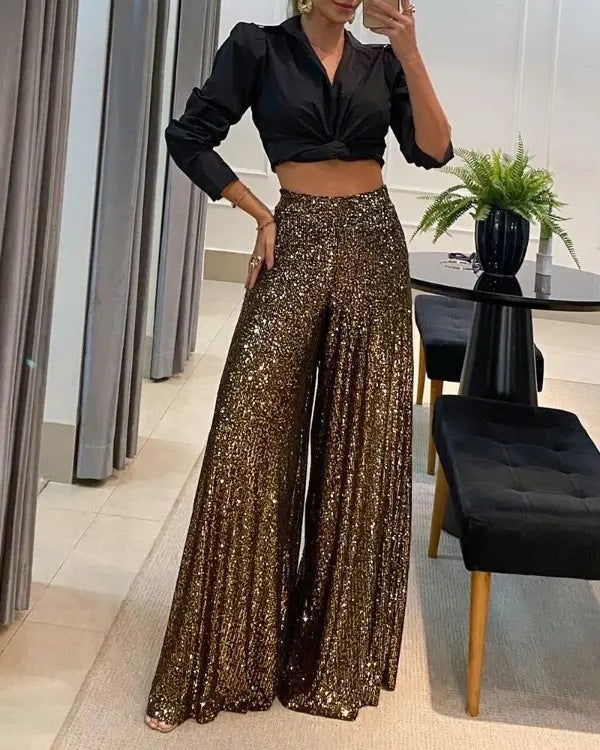 Emily & Isabella Brooks | Sequin Embellished High Waist Dress