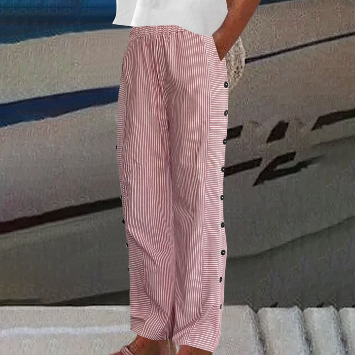 Emily & Isabella Brooks | Striped Button-Accent Pants
