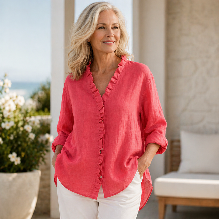 Emily & Isabella Brooks | Cotton & Linen Ruffle Shirt