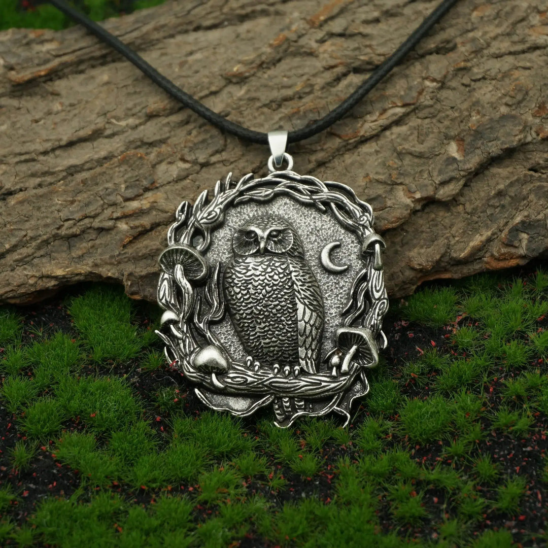 Emily & Isabella Brooks | Pendant Necklace with Owl and Mushroom Design