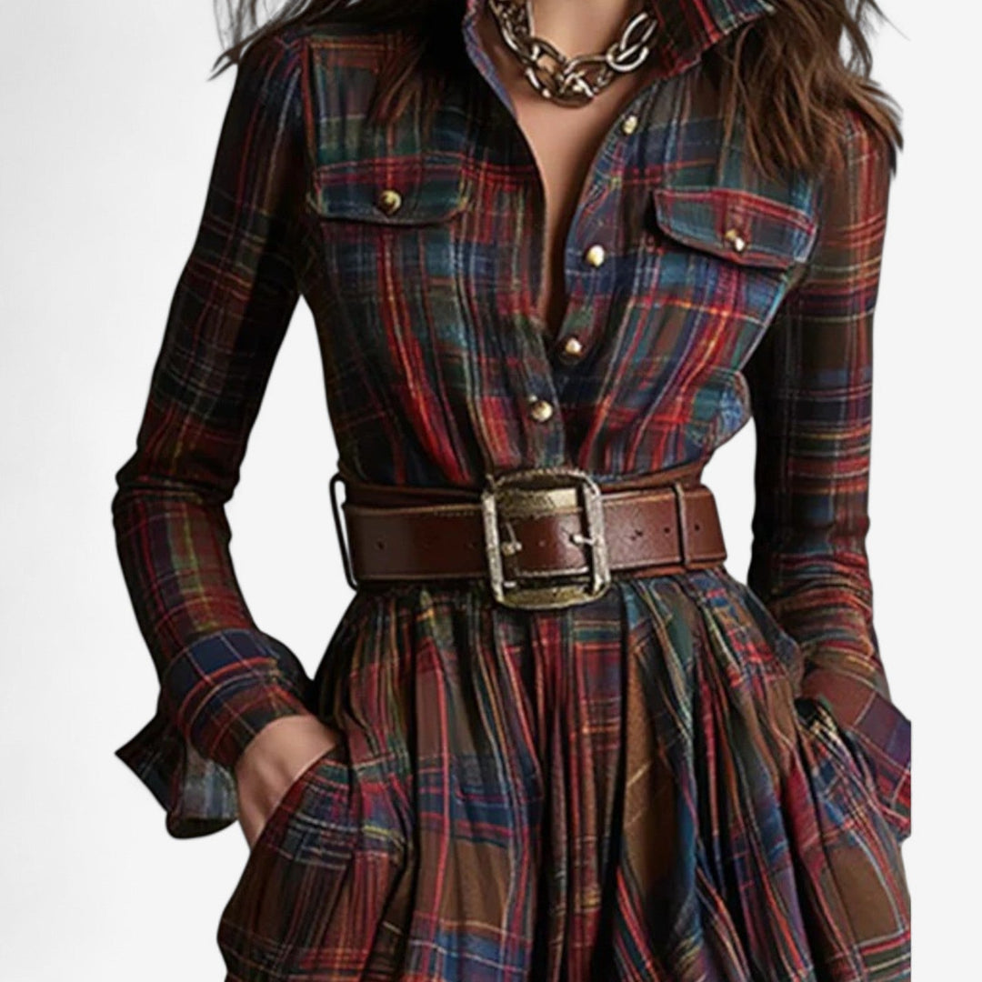 Emily & Isabella Brooks | Maxi Dress in Check Pattern