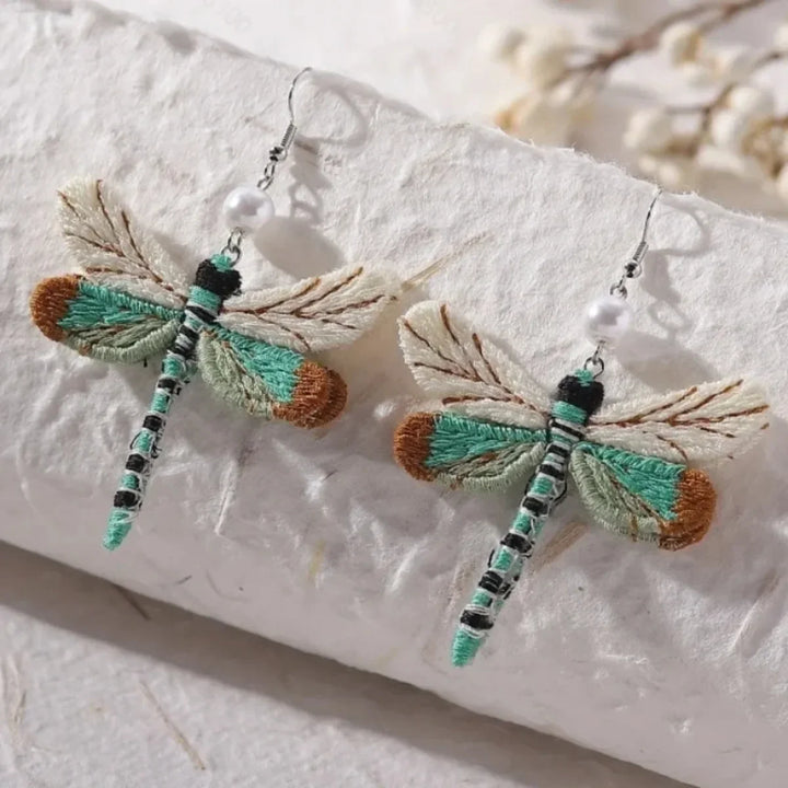 Emily & Isabella Brooks | Embroidered Dragonfly Earrings