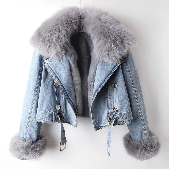 Emily & Isabella Brooks | Fox Fur Denim Jacket