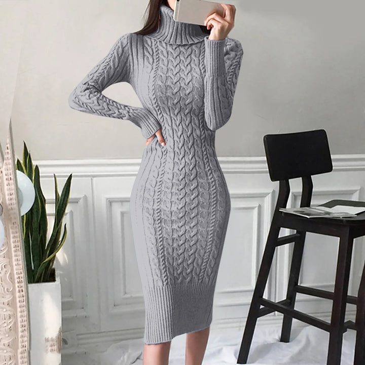 Emily & Isabella Brooks | Women's Winter Turtleneck Cable Knit Dress