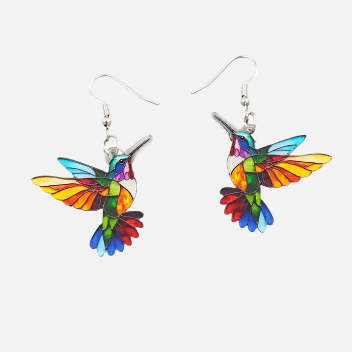 Emily & Isabella Brooks | Acrylic Dangle Earrings – Bright 2D Bird Design