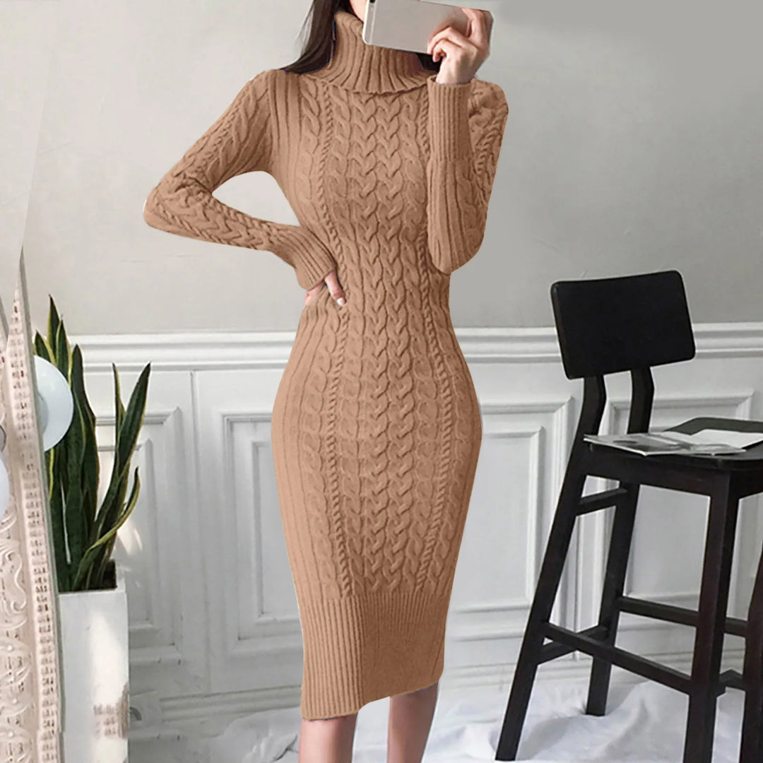 Emily & Isabella Brooks | Women's Winter Turtleneck Cable Knit Dress