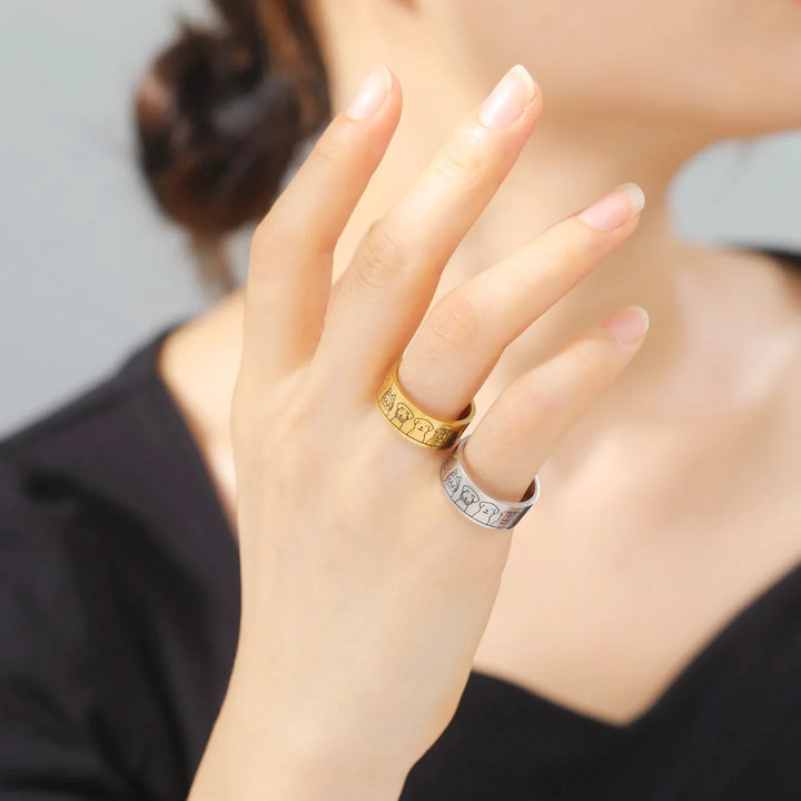 Emily & Isabella Brooks | Wide Stainless Steel Dog Ring, Engraved Design