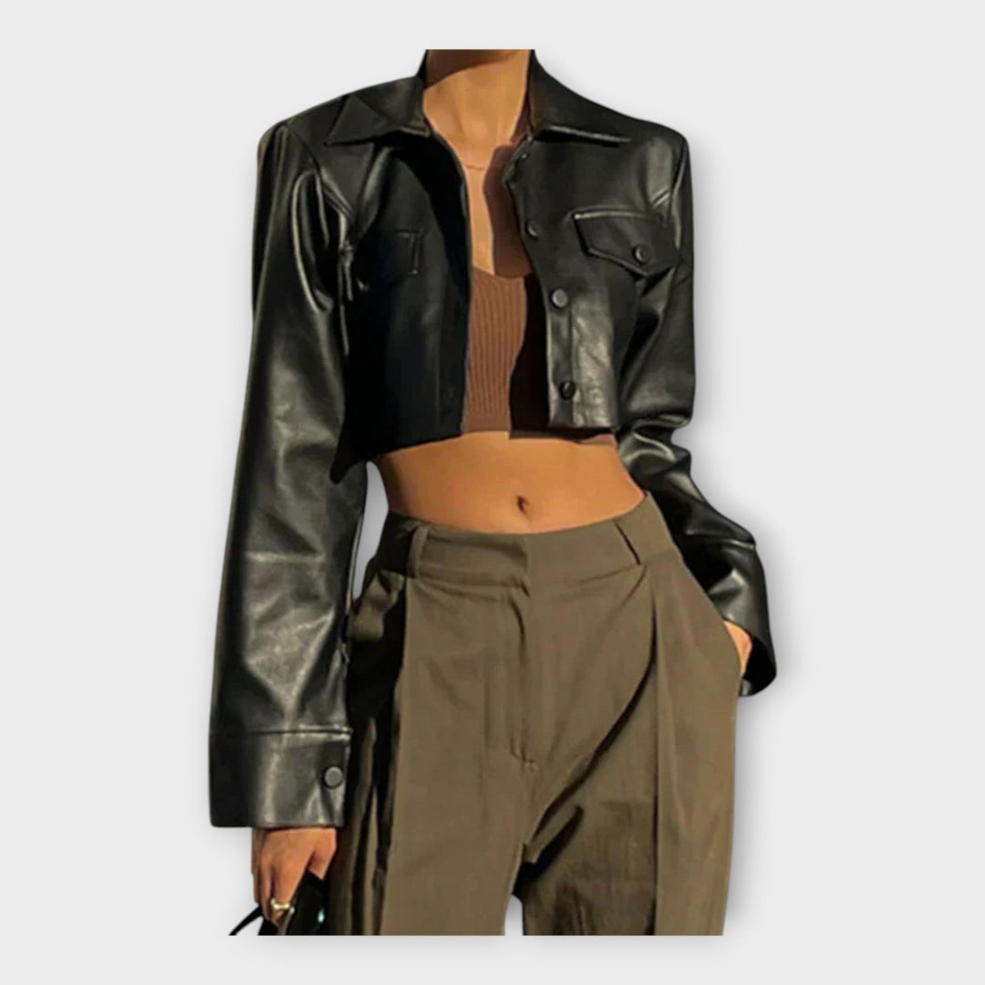 Emily & Isabella Brooks | Short Leather Jacket, Pockets