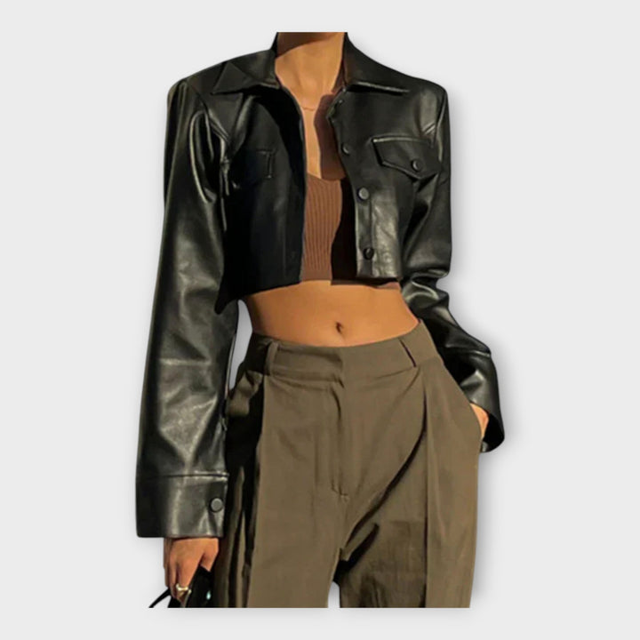 Emily & Isabella Brooks | Short Leather Jacket, Pockets