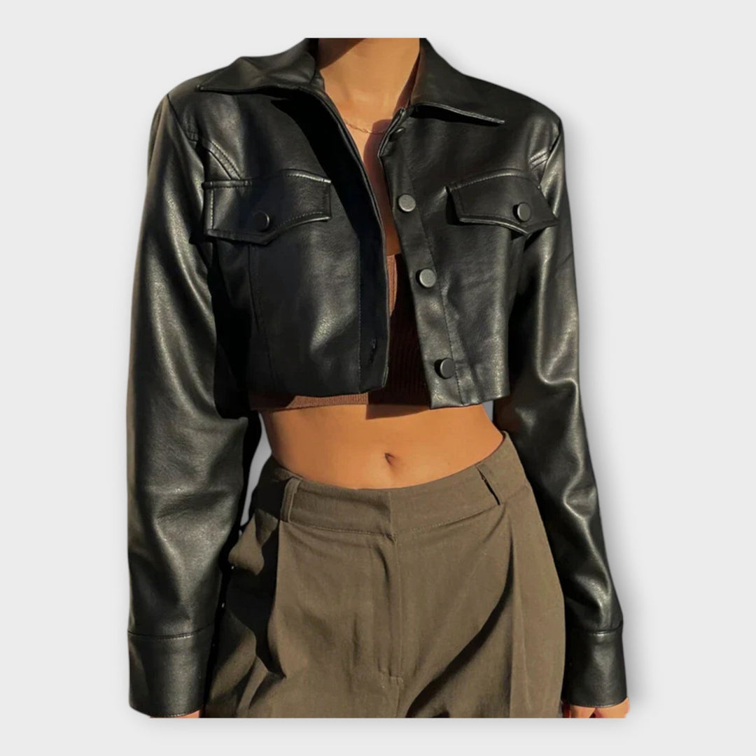 Emily & Isabella Brooks | Short Leather Jacket, Pockets