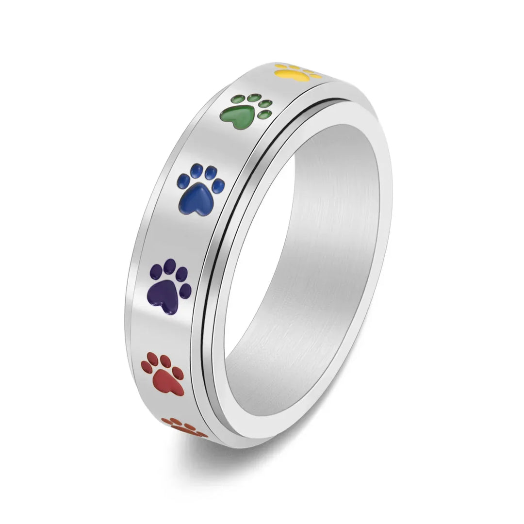 Emily & Isabella Brooks | Stress Reducing Ring – Stainless Steel with Rainbow Design