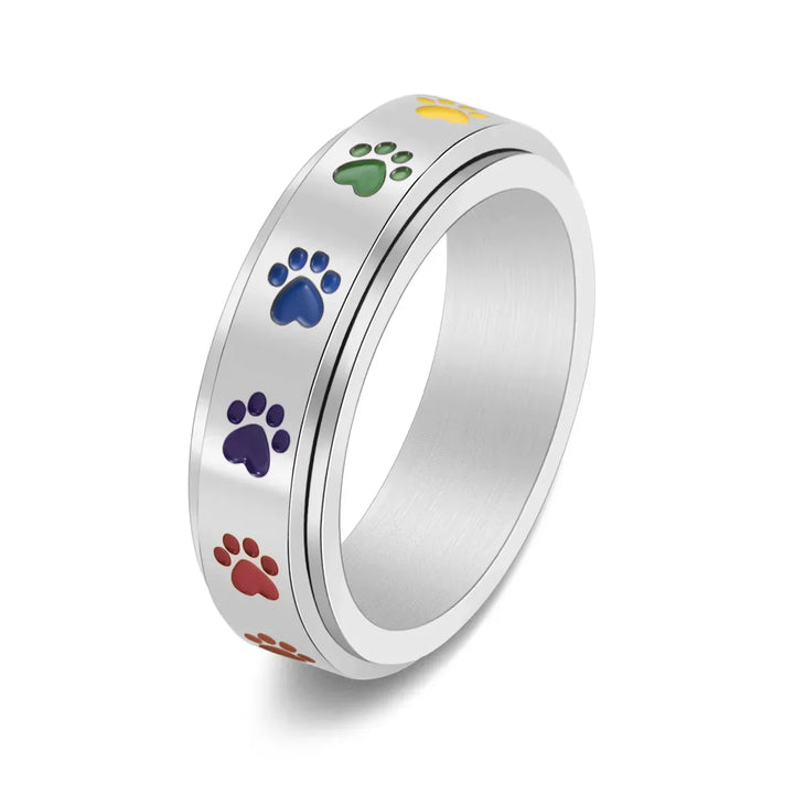 Emily & Isabella Brooks | Stress Reducing Ring – Stainless Steel with Rainbow Design