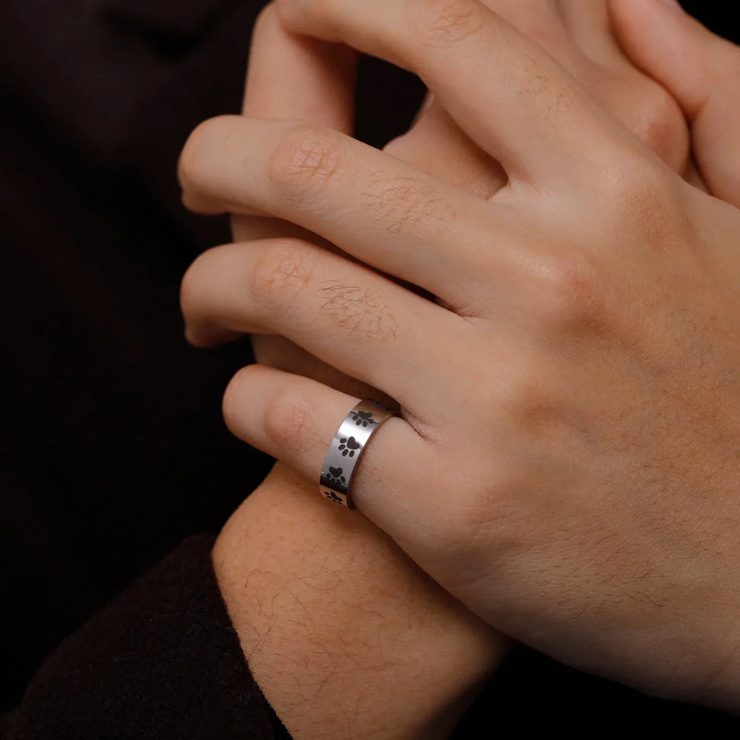 Emily & Isabella Brooks | Handcrafted Ring in Stainless Steel with Paw Print Design