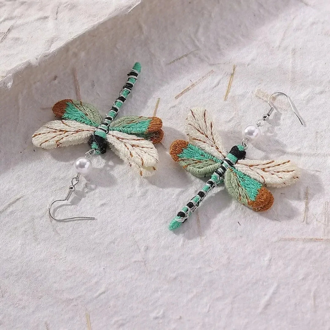 Emily & Isabella Brooks | Embroidered Dragonfly Earrings