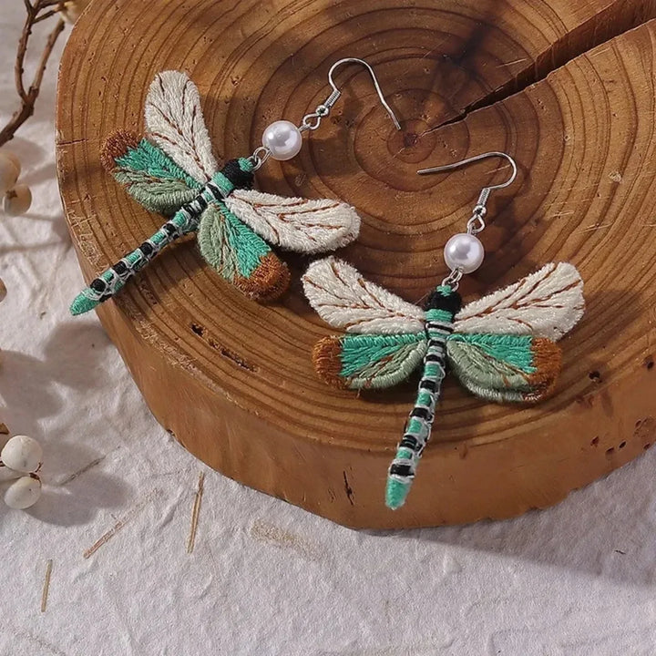 Emily & Isabella Brooks | Embroidered Dragonfly Earrings