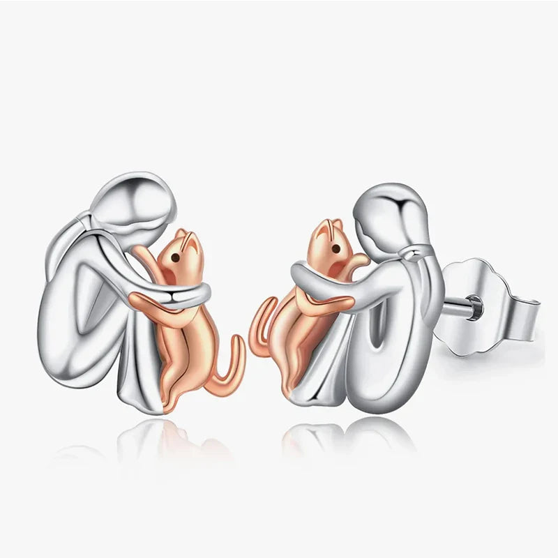 Emily & Isabella Brooks | Two-Tone Cat Hug Earrings