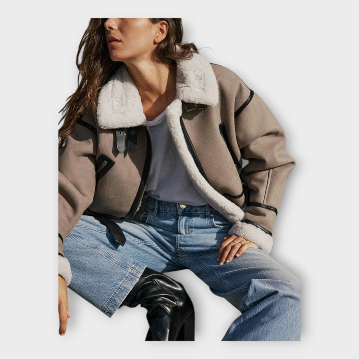 Emily & Isabella Brooks | Leather Jacket with Lining and Belt