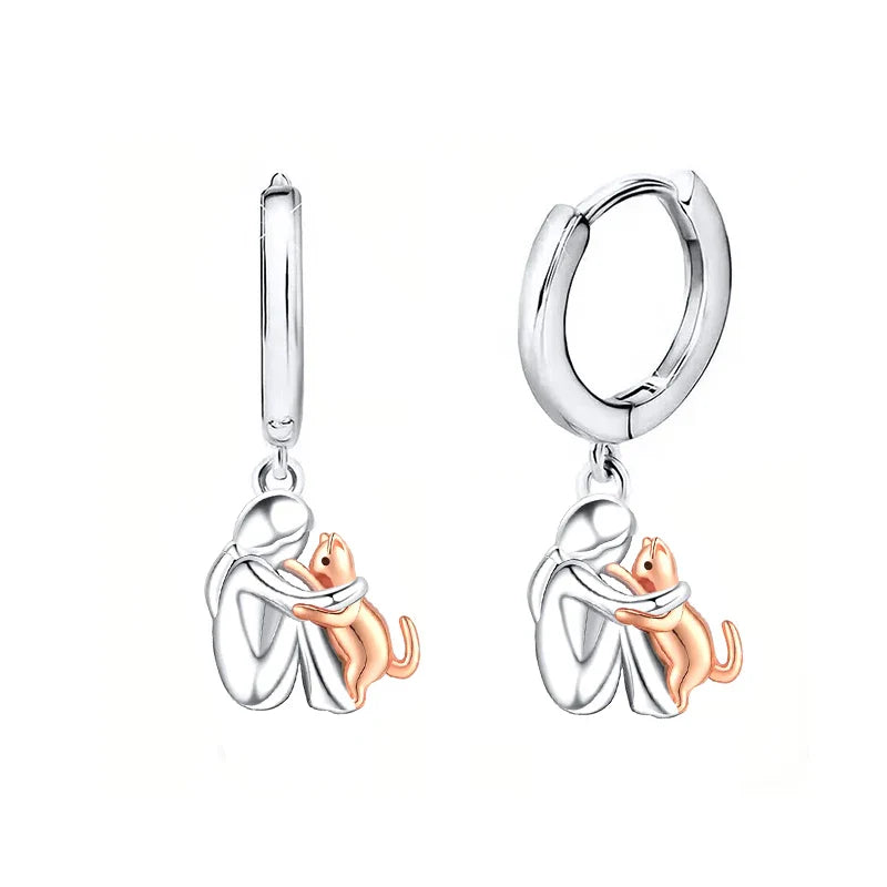 Emily & Isabella Brooks | Two-Tone Cat Hug Earrings