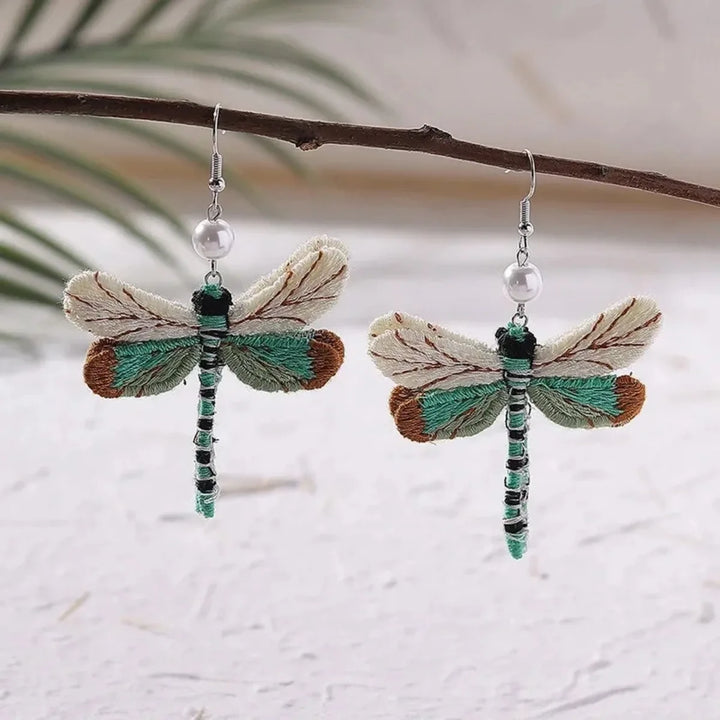 Emily & Isabella Brooks | Embroidered Dragonfly Earrings