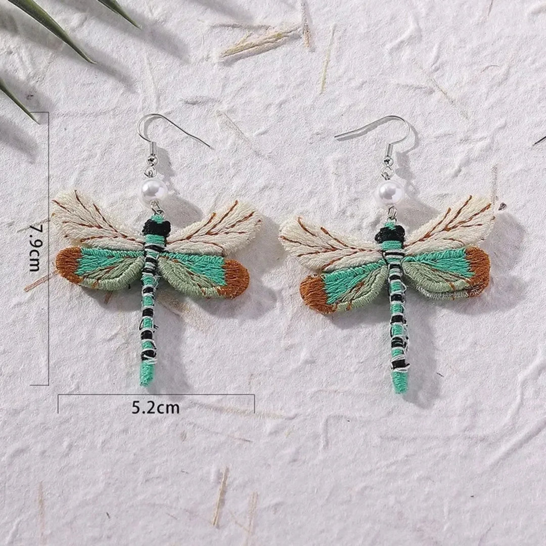 Emily & Isabella Brooks | Embroidered Dragonfly Earrings