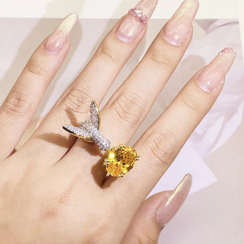 Emily & Isabella Brooks | Adjustable Gemstone Ring – Zircon, 14K Gold Plated