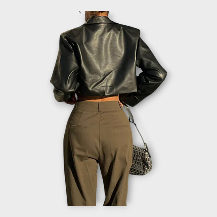 Emily & Isabella Brooks | Short Leather Jacket, Pockets