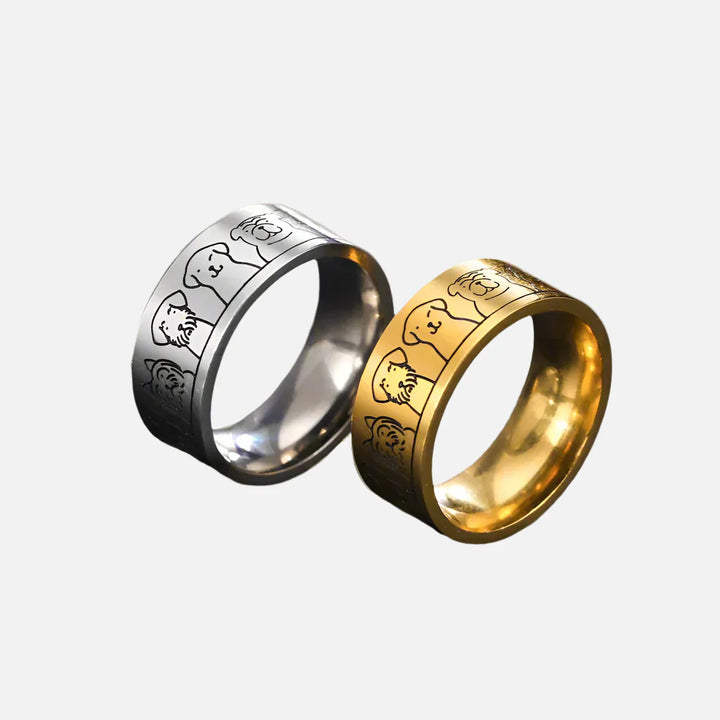 Emily & Isabella Brooks | Wide Stainless Steel Dog Ring, Engraved Design