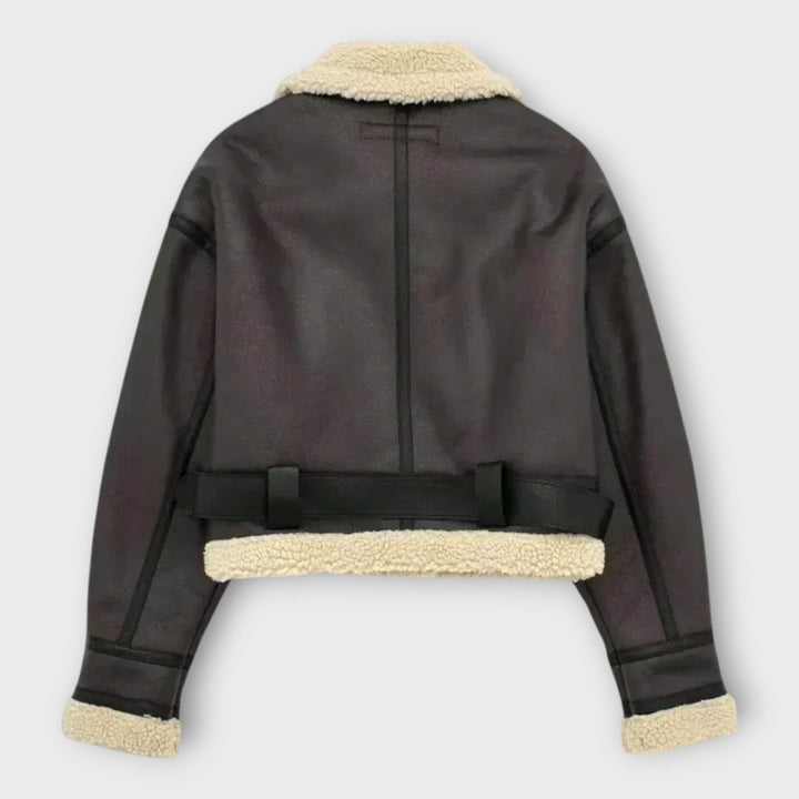 Emily & Isabella Brooks | Short Leather Jacket with Fur and Belt
