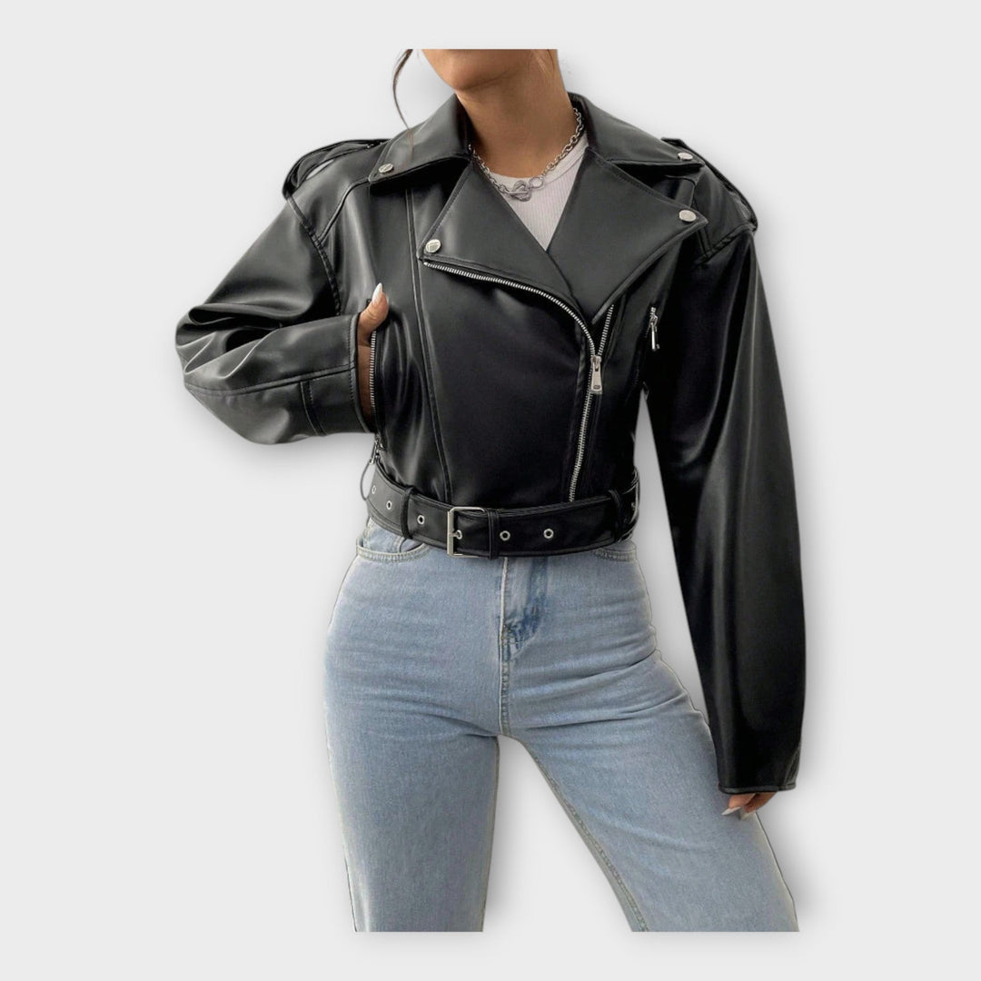 Emily & Isabella Brooks | Short Leather Jacket with Belt