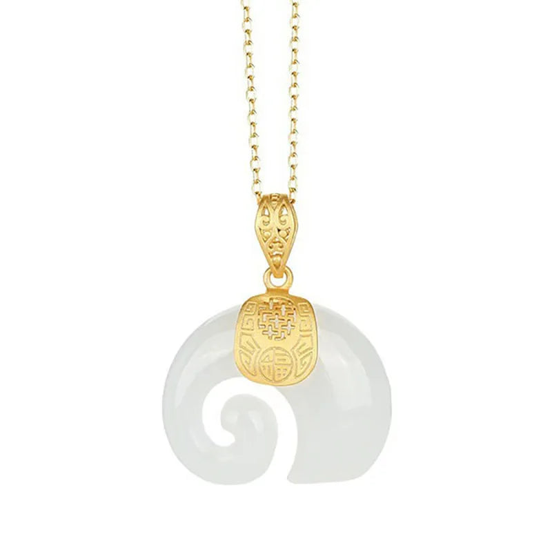 Emily & Isabella Brooks | Hetian Jade Elephant Pendant Necklace – 18K Gold Plated Chain