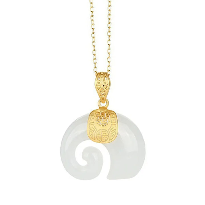 Emily & Isabella Brooks | Hetian Jade Elephant Pendant Necklace – 18K Gold Plated Chain