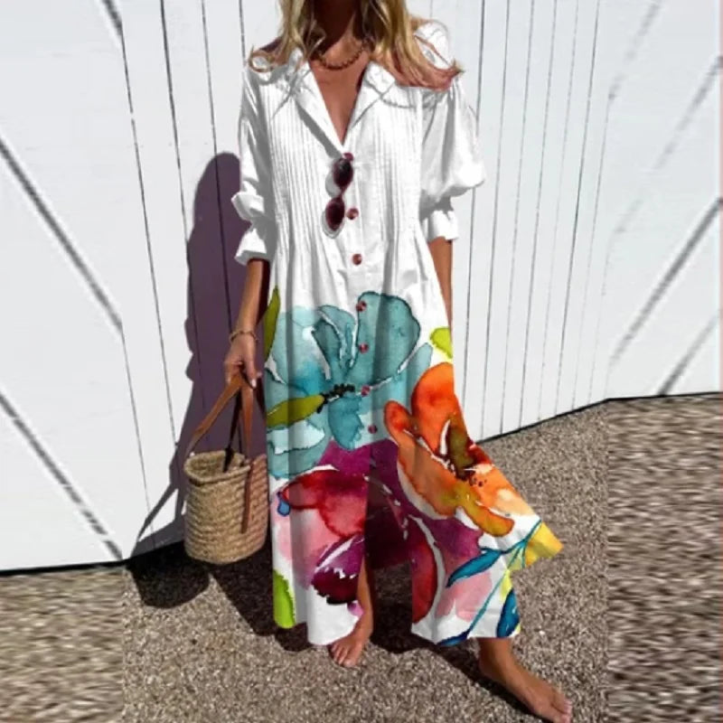 Emily & Isabella Brooks | Boho Maxi Dress with V Neck