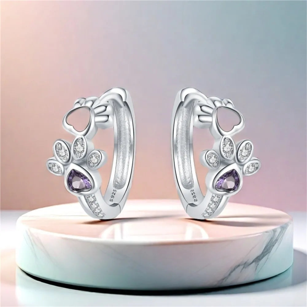 Emily & Isabella Brooks | Huggie Earrings in Sterling Silver with Zirconia and Heart Gem