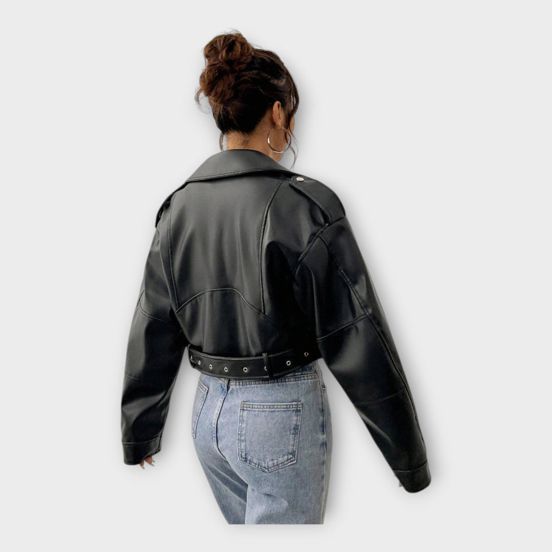 Emily & Isabella Brooks | Short Leather Jacket with Belt