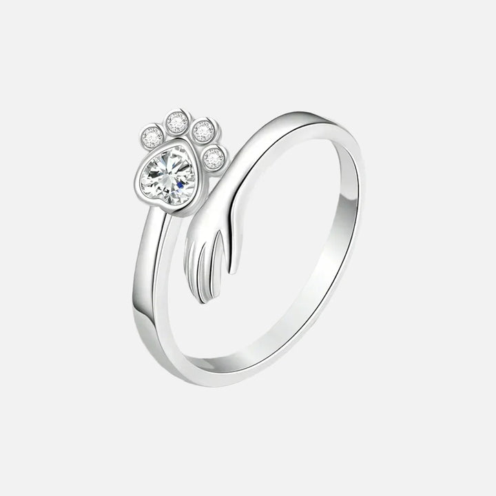 Emily & Isabella Brooks | Adjustable 925 Sterling Silver Ring – Hand and Paw Print Design
