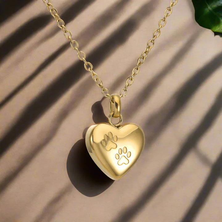 Emily & Isabella Brooks | Heart-Shaped Pendant Necklace in Metal with Paw Engraving
