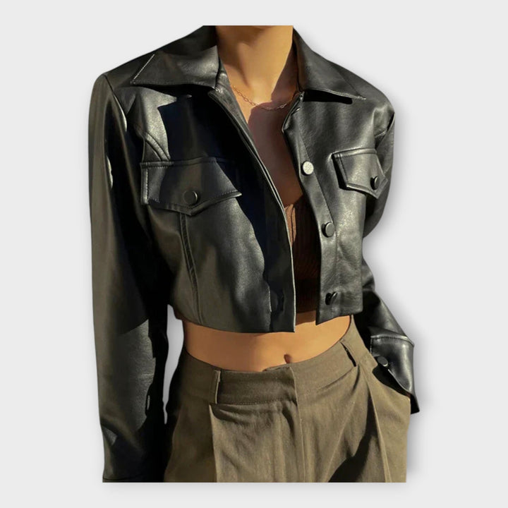 Emily & Isabella Brooks | Short Leather Jacket, Pockets