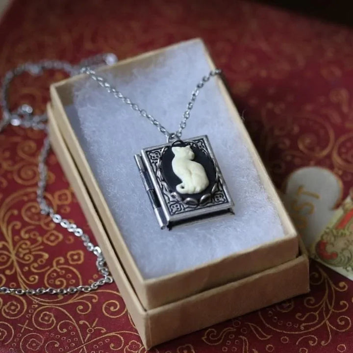 Emily & Isabella Brooks | Vintage Cat Book Pendant Necklace