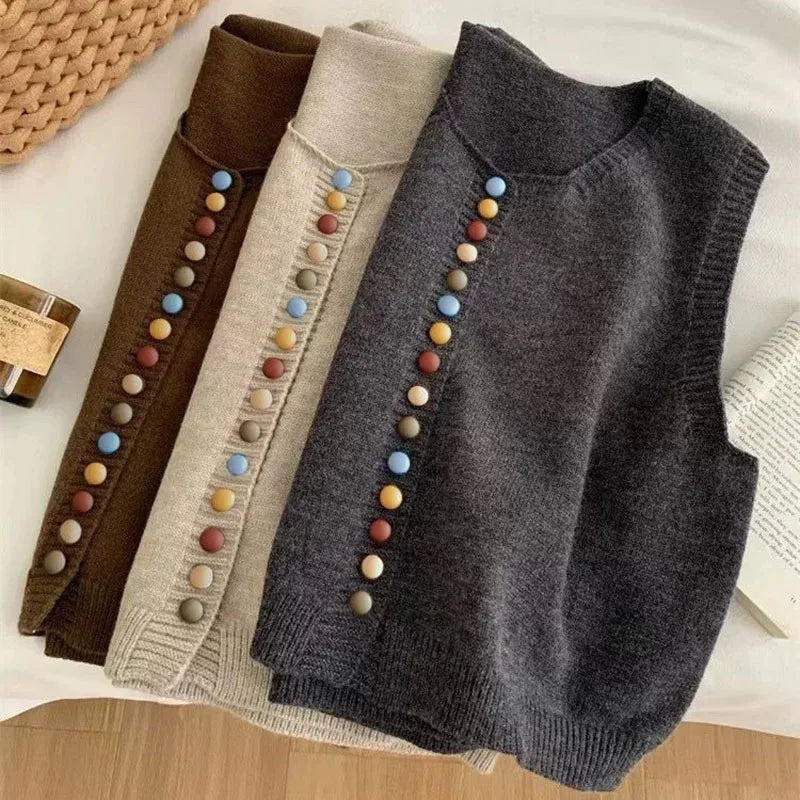 Emily & Isabella Brooks | Color-Button Knit Vest