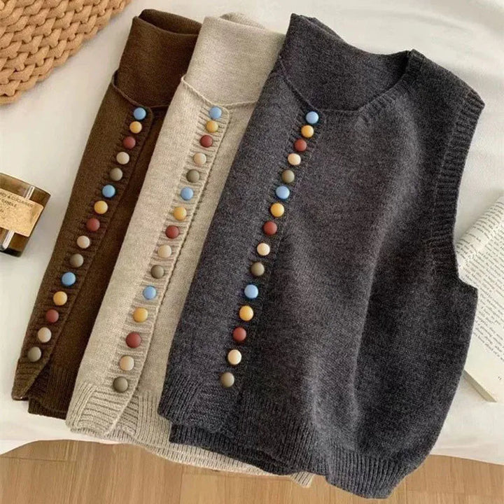 Emily & Isabella Brooks | Color-Button Knit Vest