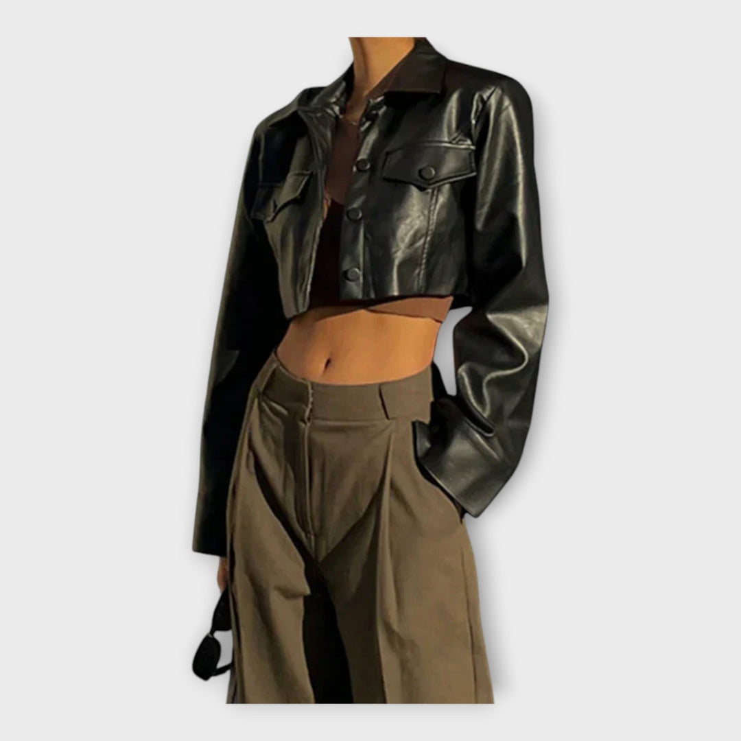 Emily & Isabella Brooks | Short Leather Jacket, Pockets