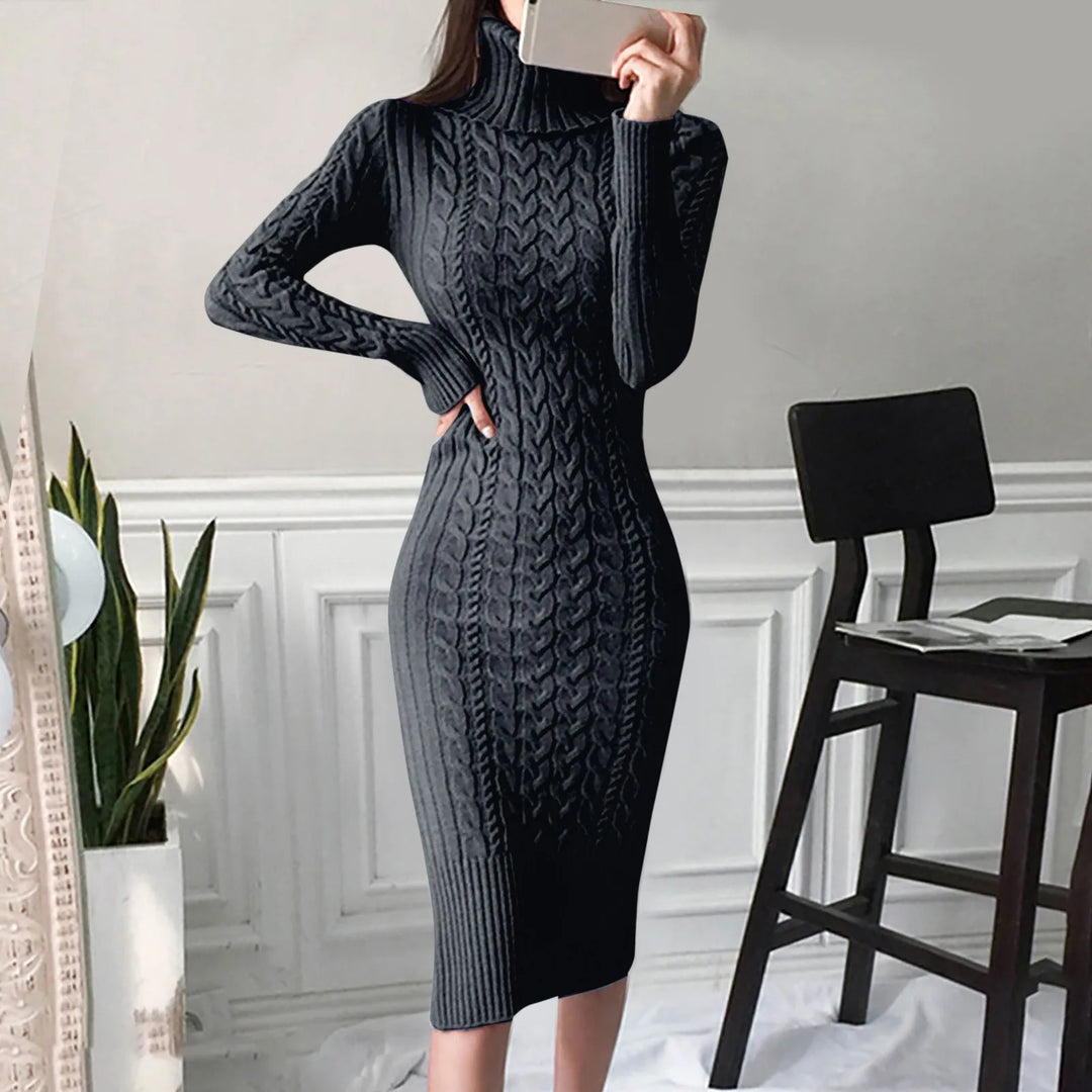 Emily & Isabella Brooks | Women's Winter Turtleneck Cable Knit Dress