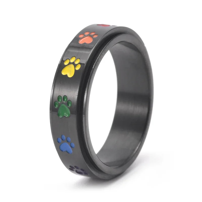 Emily & Isabella Brooks | Stress Reducing Ring – Stainless Steel with Rainbow Design