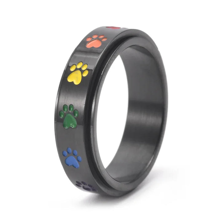 Emily & Isabella Brooks | Stress Reducing Ring – Stainless Steel with Rainbow Design