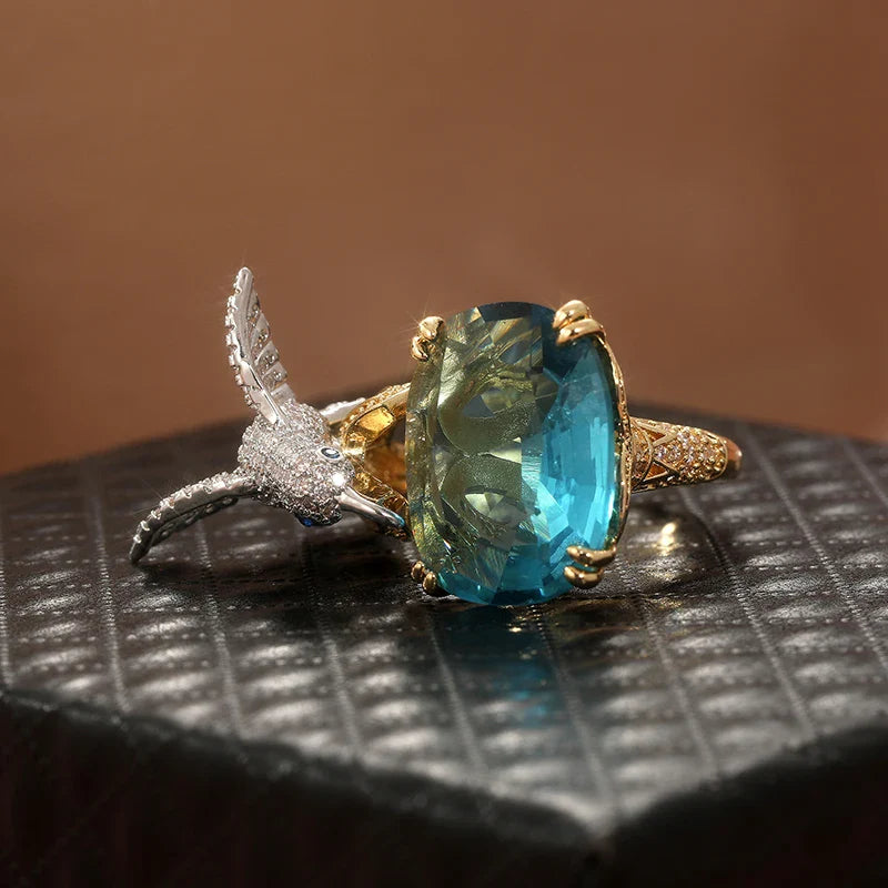 Emily & Isabella Brooks | Adjustable Hummingbird Ring – 14K Gold Plated