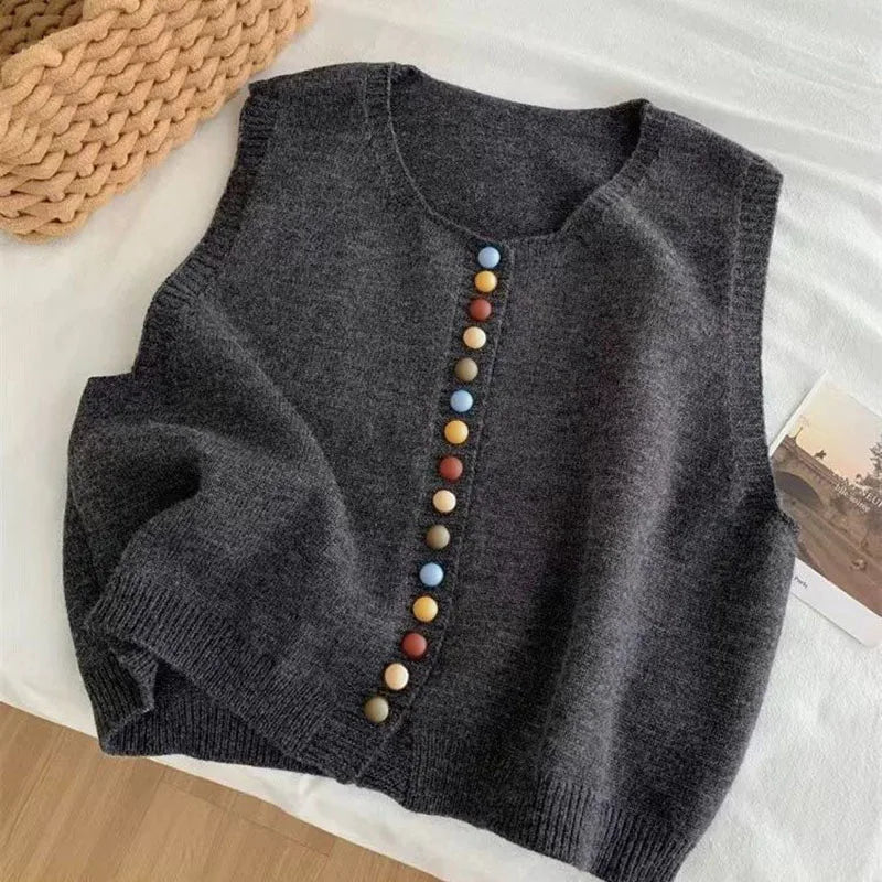 Emily & Isabella Brooks | Color-Button Knit Vest