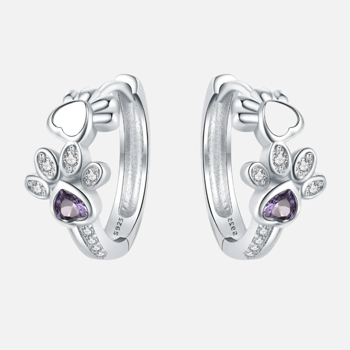 Emily & Isabella Brooks | Huggie Earrings in Sterling Silver with Zirconia and Heart Gem