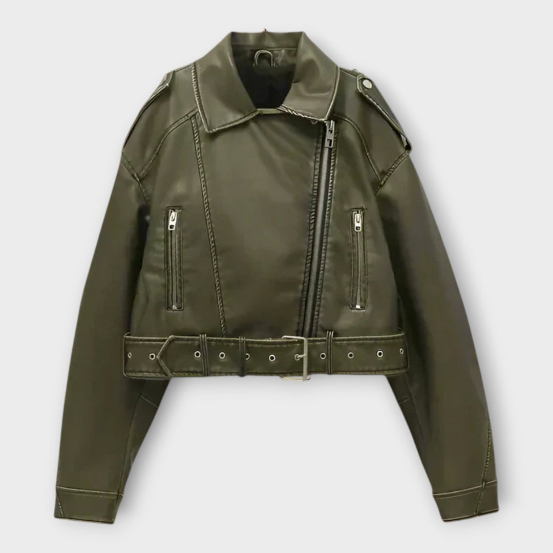 Emily & Isabella Brooks | Short Leather Jacket with Belt