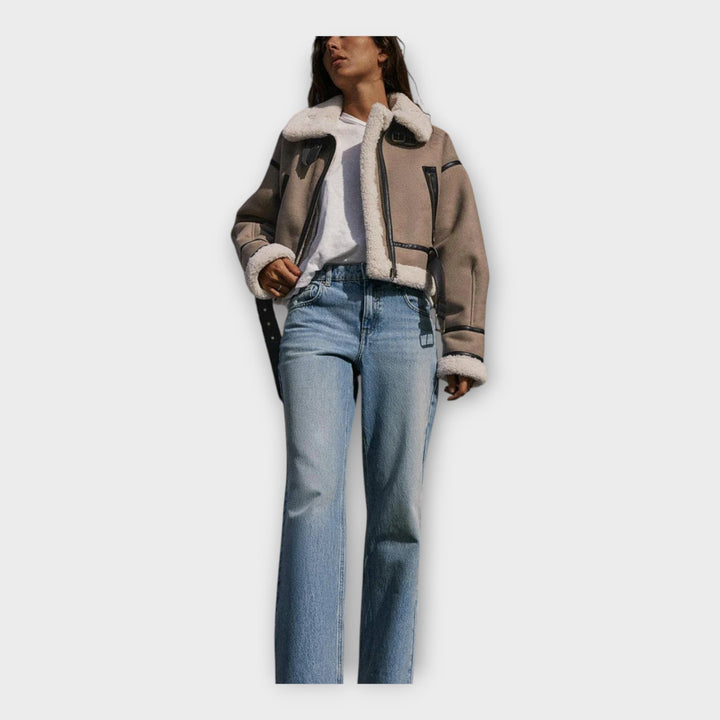 Emily & Isabella Brooks | Leather Jacket with Lining and Belt